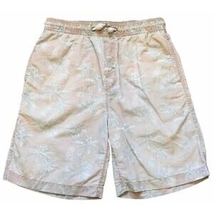 First Wave Swim Shorts Boys XLarge 14-16 Pink Palm Trees Drawstring Board Shorts